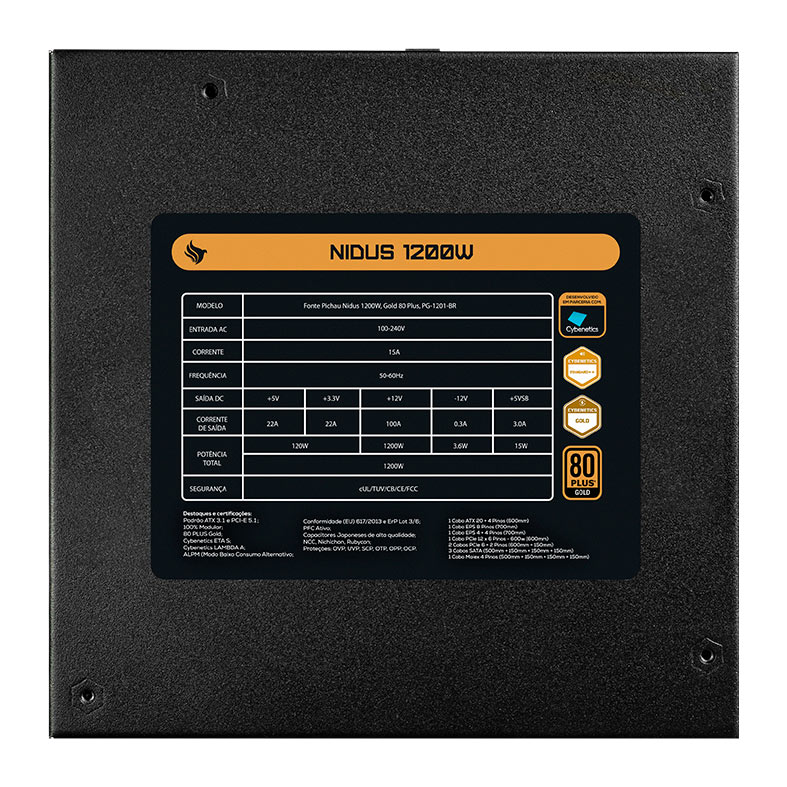 Fonte Pichau Nidus, 1200W, Full Modular, 80 Plus Gold, Preto, PG-1201-BR - miniatura 6