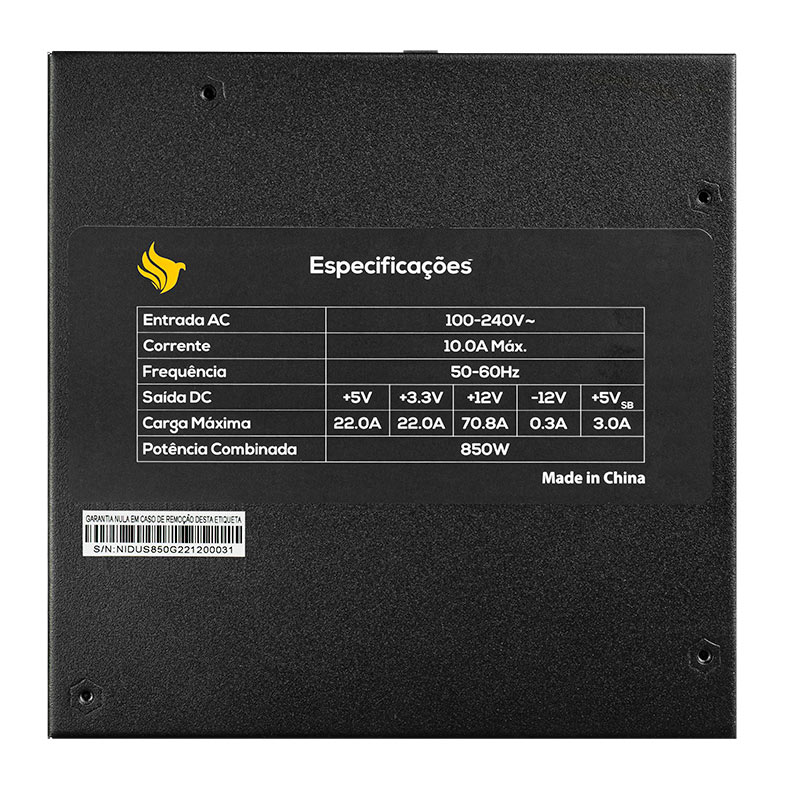 Fonte Pichau Nidus, 850W, PCIe 5.0, Full Modular, 80 Plus, Cybenetics Gold, PG-8501-BR - miniatura 6