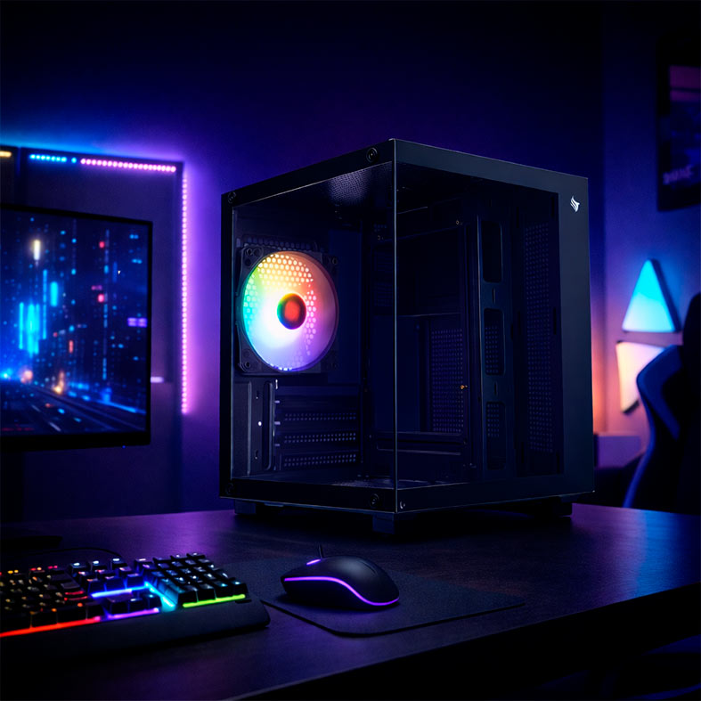 Gabinete Gamer Pichau Atom, Mini-Tower, Lateral de Vidro, Com 1 Fan, Preto, PG-ATOM-BK - miniatura 3