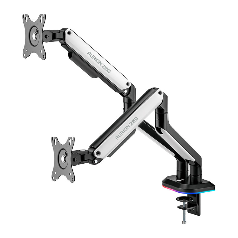 Suporte Articulado Para Dois Monitores Pichau Aurion 200, RGB, 17 Pol. a 32 Pol., Preto e Branco, PG-AUR200-RGB01 - miniatura 3