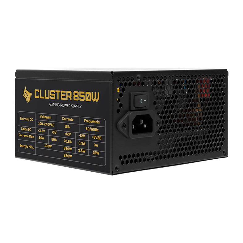Fonte Pichau Cluster, 850W, PCIe 5.0, Full Modular, Cybenetics Gold, Preto, PG-CL850-BK01 - miniatura 3
