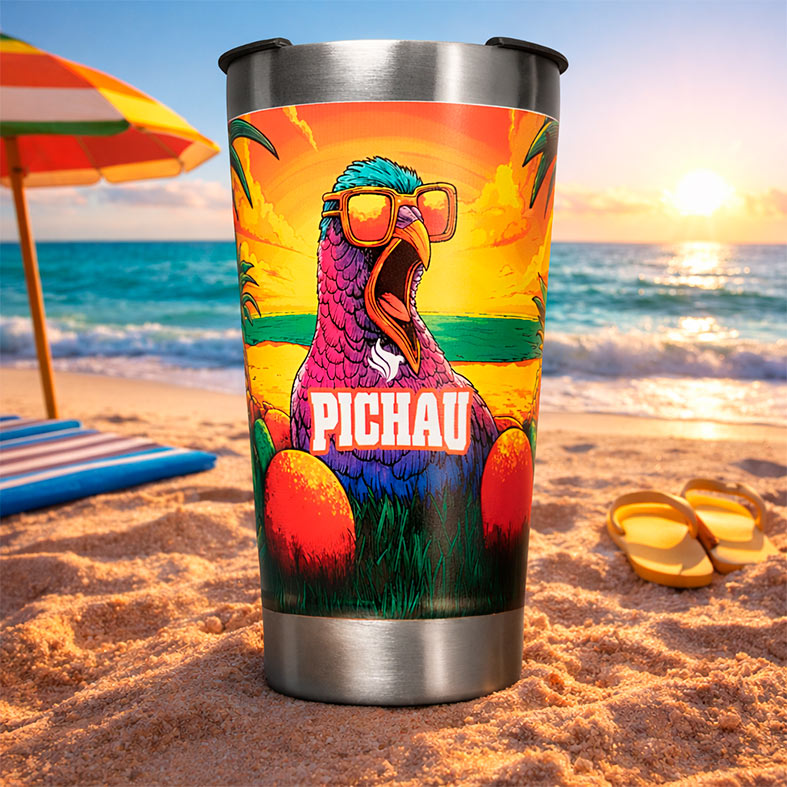 Copo Termico Pichau Tropical, 473ml, Laranja e Roxo, PG-HHR100-OG01 - miniatura 3