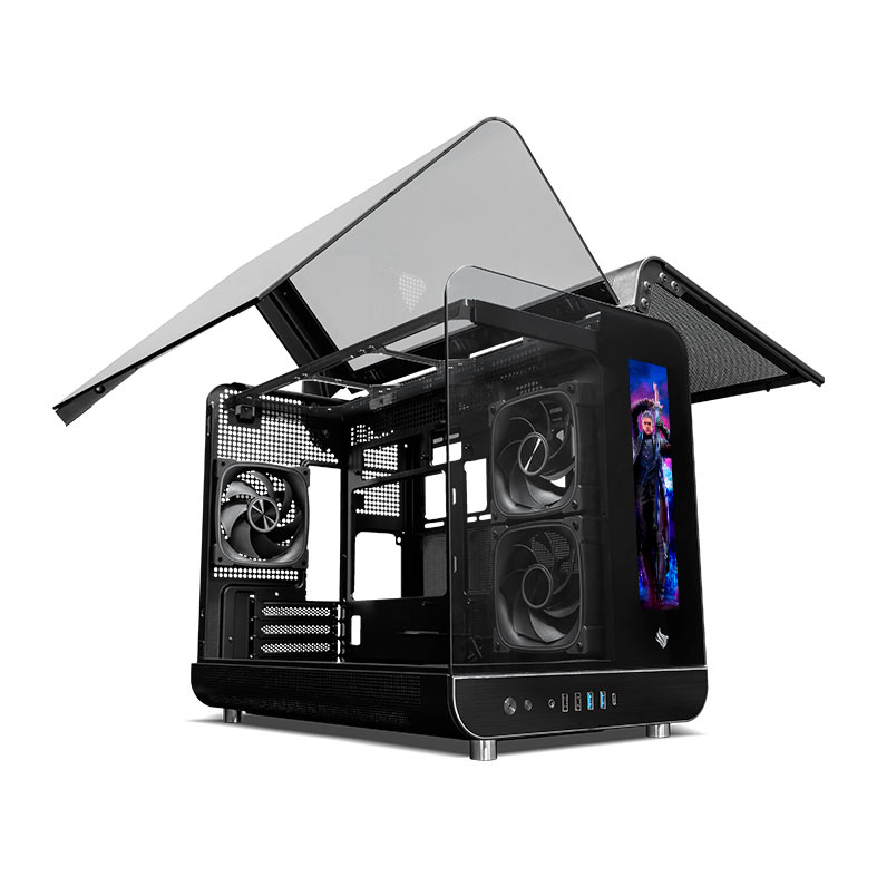 Gabinete Gamer Pichau Ikaros, ARGB, Mini-Tower, Tela LCD, Lateral de Vidro, Com 3 Fans, Preto, PG-IKO-BK3L - miniatura 6
