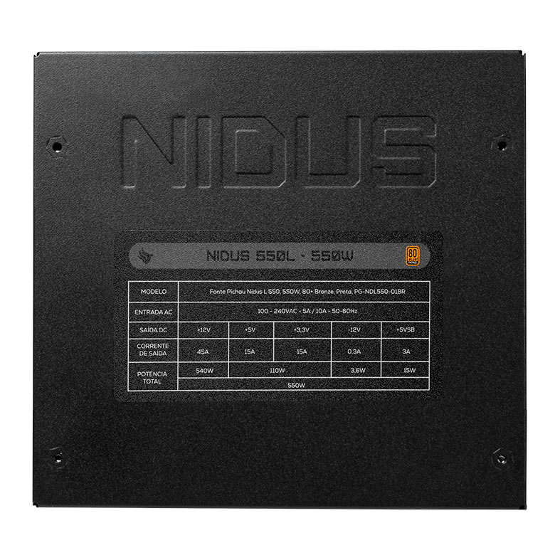 Fonte Pichau Nidus 550L, 550W, 80 Plus Bronze, Preto, PG-NDL550-01BR - miniatura 5