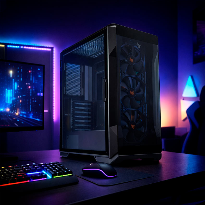 Gabinete Gamer Pichau Pouter 3 Lateral De Vidro Preto, PG-P03-BK - miniatura 3