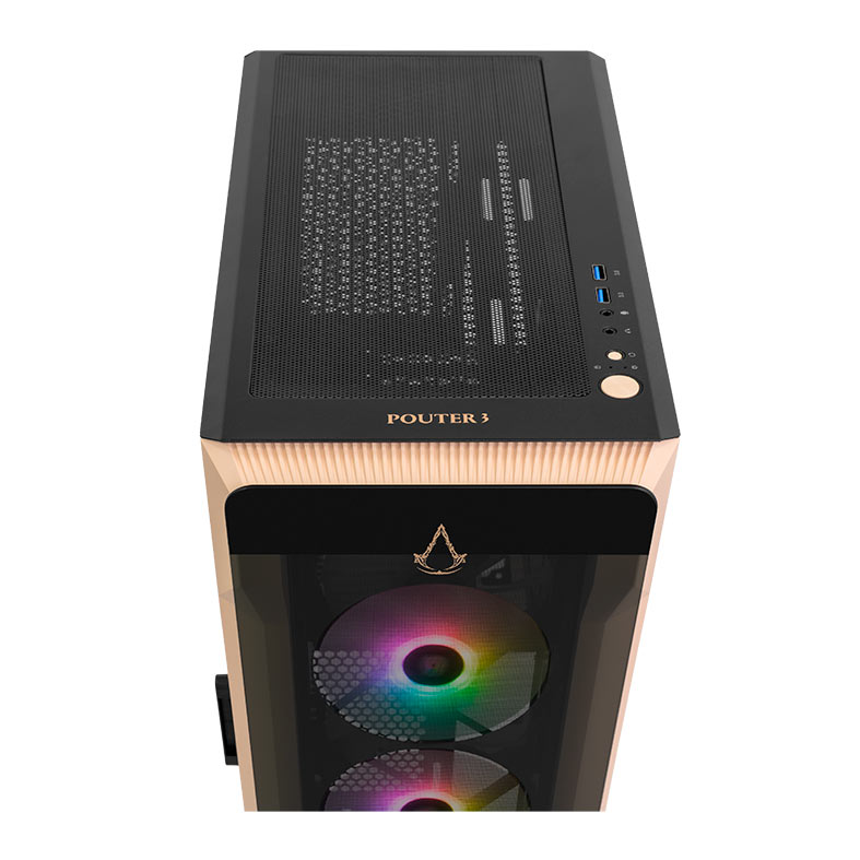 Gabinete Gamer Pichau Pouter 3 Assasin's Creed Mirage, RGB, Mid-Tower, Lateral de Vidro, Com 3 Fans, Preto e Branco, PG-P03-MRG - miniatura 6