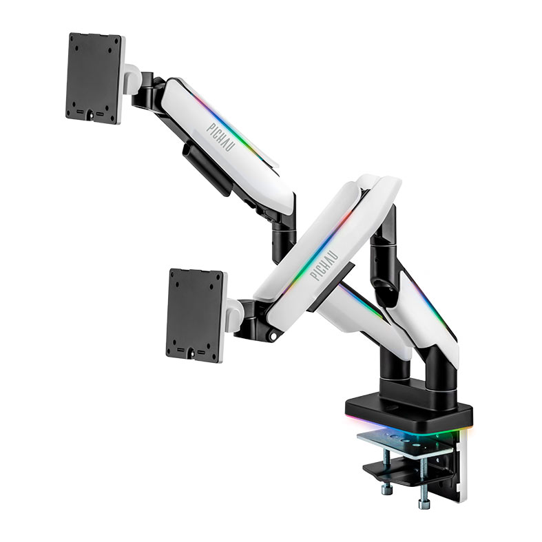 Suporte Articulado Para Dois Monitores Pichau Serpens 200 Pro, RGB, Pistao a Gas, 17 Pol. a 35 Pol., Preto e Branco, PG-SRP200PRO-RGB01 - miniatura 5