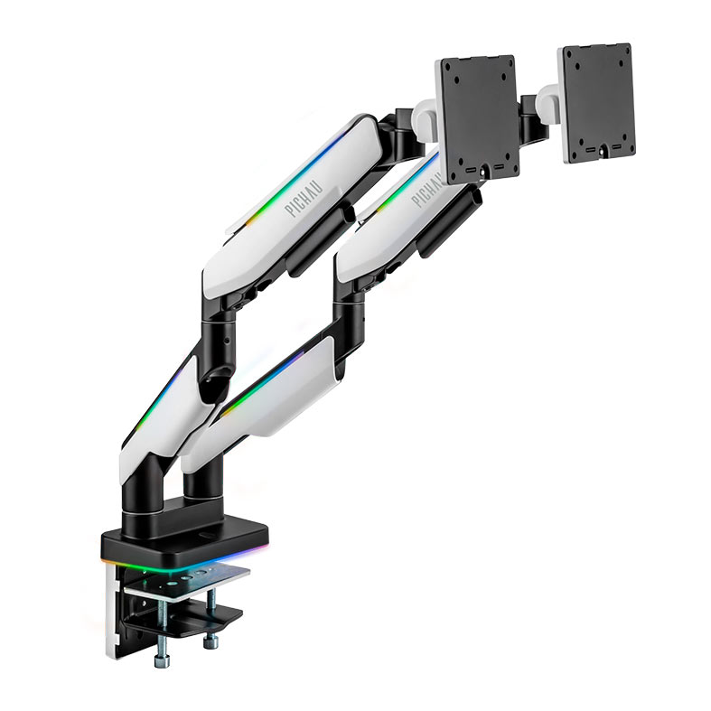 Suporte Articulado Para Dois Monitores Pichau Serpens 200 Pro, RGB, Pistao a Gas, 17 Pol. a 35 Pol., Preto e Branco, PG-SRP200PRO-RGB01 - miniatura 3