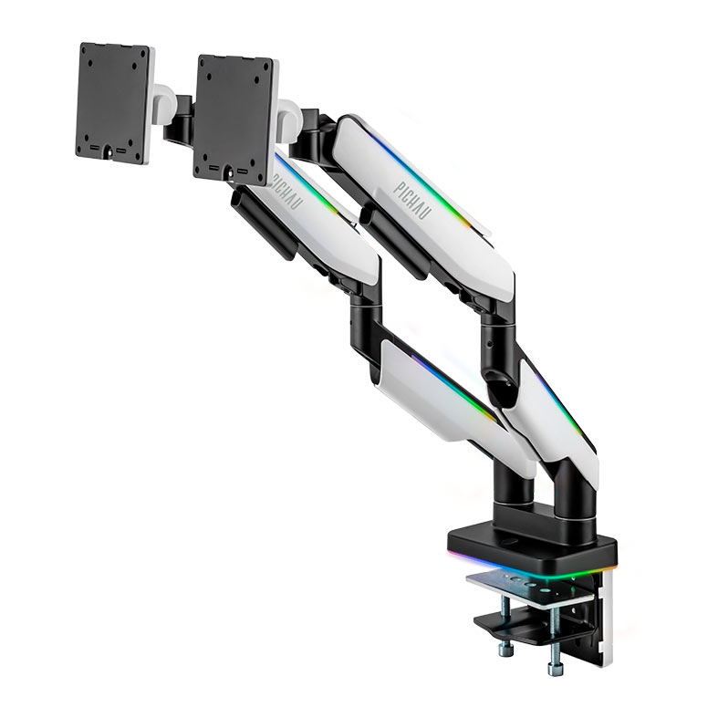 Suporte Articulado Para Dois Monitores Pichau Serpens 200 Pro, RGB, Pistao a Gas, 17 Pol. a 35 Pol., Preto e Branco, PG-SRP200PRO-RGB01 - miniatura 4