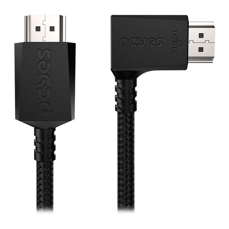 Cabo HDMI PCYes, Conector 90 Graus Horizontal, Nylon, 3m, Preto, PHM21-3HNP - miniatura 3