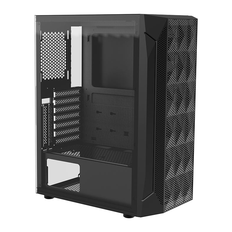Gabinete Gamer Alseye Pinwheel Mesh, Mid-Tower, Lateral de Vidro, Preto, PINWHEEL-B - imagem 1
