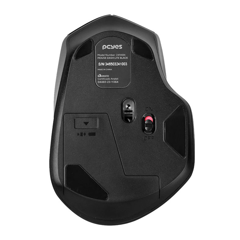 Mouse PCYes Dash Lite, 1600DPI, 3 Botoes, Wireless, Preto, PMDV2BK - miniatura 6