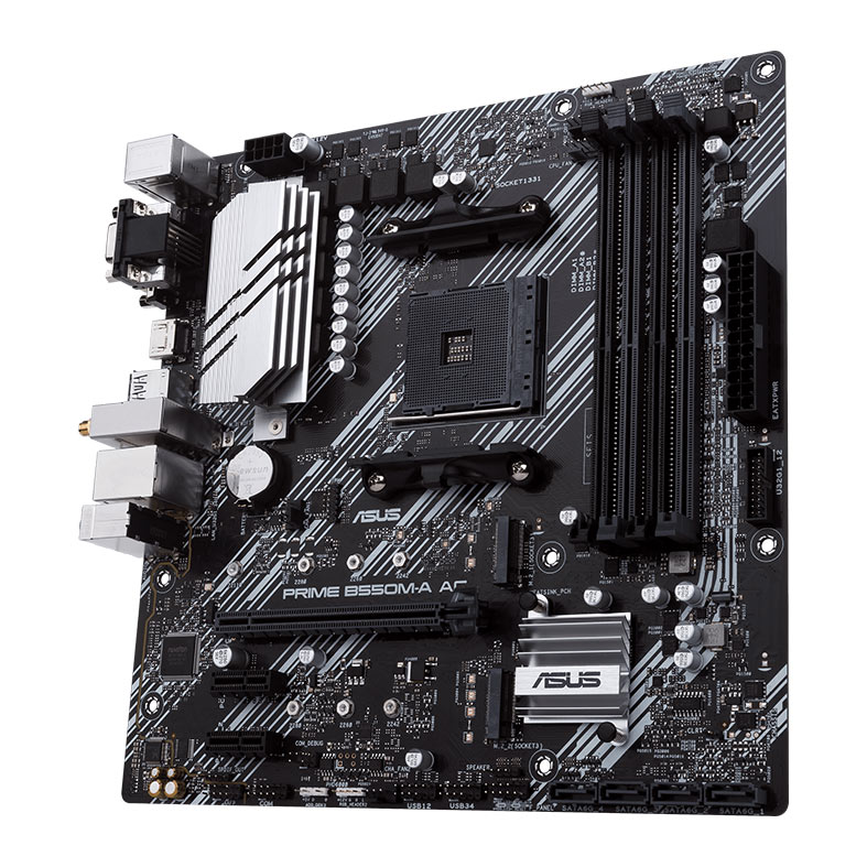 Placa Mae Asus PRIME B550M-A AC, Wifi, DDR4, Socket AM4, M-ATX, Chipset AMD B550, PRIME-B550M-A-AC - miniatura 4