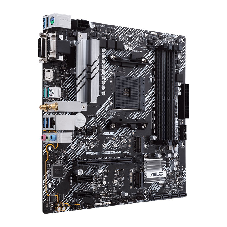 Placa Mae Asus PRIME B550M-A AC, Wifi, DDR4, Socket AM4, M-ATX, Chipset AMD B550, PRIME-B550M-A-AC - miniatura 3