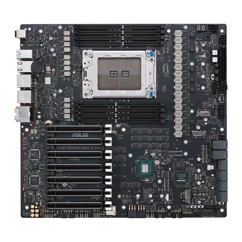Placa Mae Asus Pro WS WRX80E-SAGE SE WIFI II, DDR4, Socket AMD sWRX8, E-ATX, Chipset AMD WRX80, PRO-WS-WRX80E-SAGE-SE-WIFI-II - imagem 1