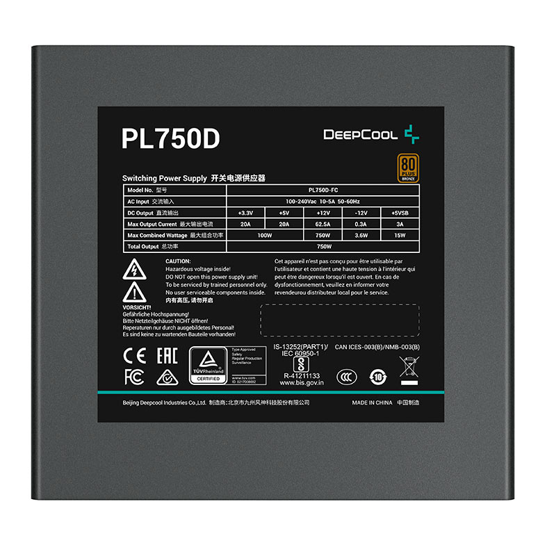 Fonte Deepcool PL750D, 750W, ATX 3.0, 80 Plus Bronze, Preto, R-PL750D-FC0B-WO-V2 - miniatura 6