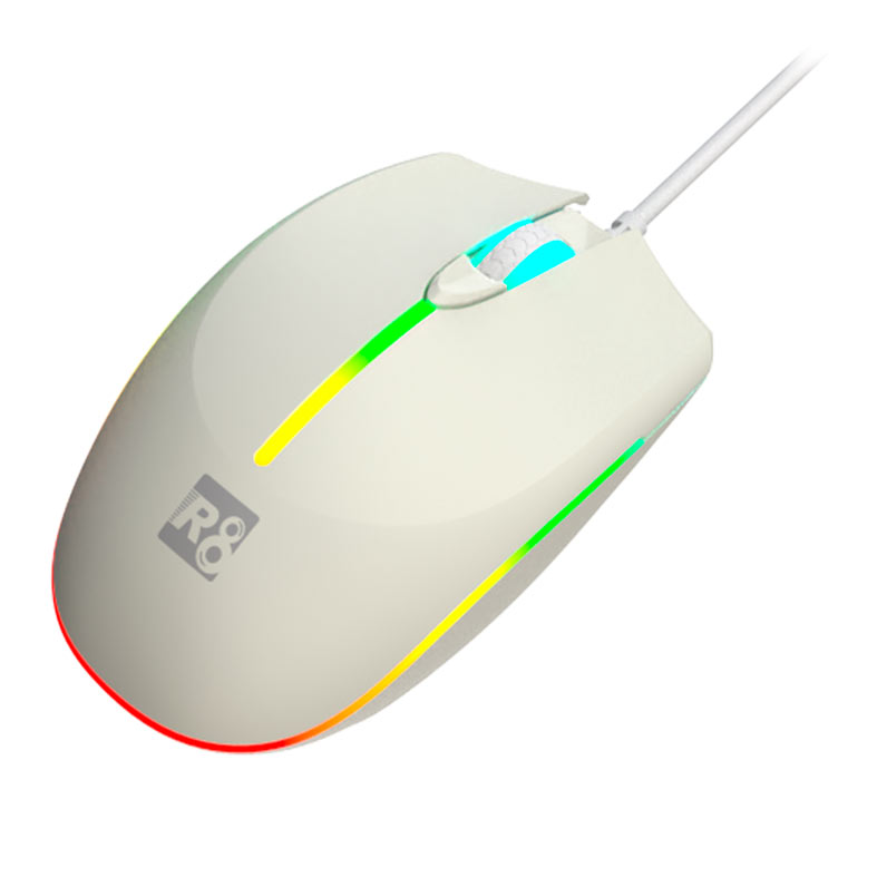 PRE VENDA - Mouse R8 1660, 1600DPI, 4 Botoes, USB, Branco, R8-1660-WH - miniatura 3