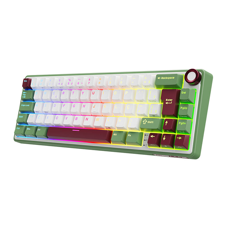 Teclado Mecanico Gamer Royal Kludge RKR65, RGB, ABNT2, Switch Brown, Branco e Verde, RKR65-GS-BW-POR - miniatura 4