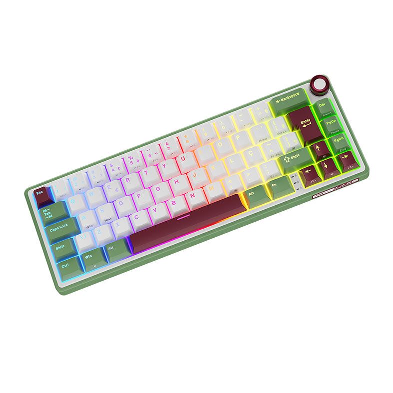 Teclado Mecanico Gamer Royal Kludge RKR65, RGB, ABNT2, Switch Brown, Branco e Verde, RKR65-GS-BW-POR - miniatura 5