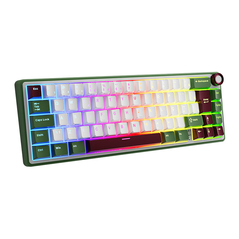 Teclado Mecanico Gamer Royal Kludge RKR65, RGB, ABNT2, Switch Brown, Branco e Verde, RKR65-GS-BW-POR - miniatura 3