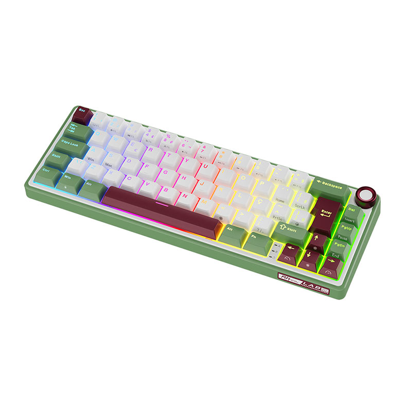 Teclado Mecanico Gamer Royal Kludge RKR65, RGB, ABNT2, Switch Brown, Branco e Verde, RKR65-GS-BW-POR - miniatura 6