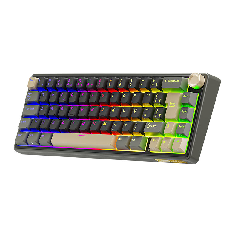 Teclado Mecanico Gamer Royal Kludge RKR65, RGB, ABNT2, Switch Brown, Preto e Dourado, RKR65-PT-BW-POR - miniatura 4