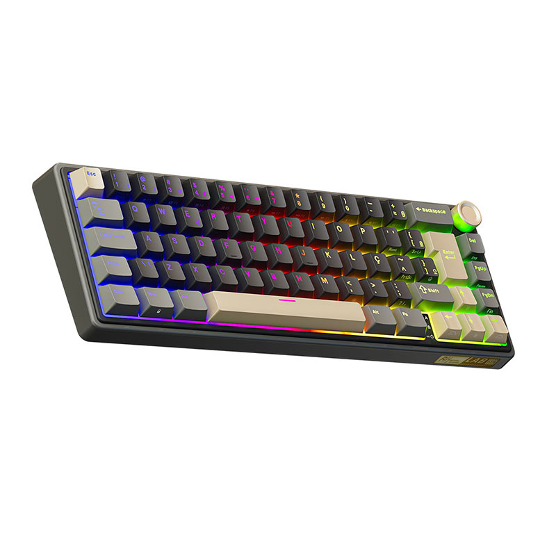Teclado Mecanico Gamer Royal Kludge RKR65, RGB, ABNT2, Switch Brown, Preto e Dourado, RKR65-PT-BW-POR - miniatura 3