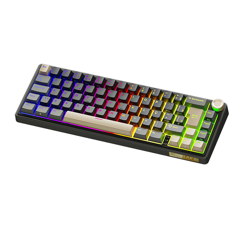 Teclado Mecanico Gamer Royal Kludge RKR65, RGB, ABNT2, Switch Brown, Preto e Dourado, RKR65-PT-BW-POR - miniatura 6