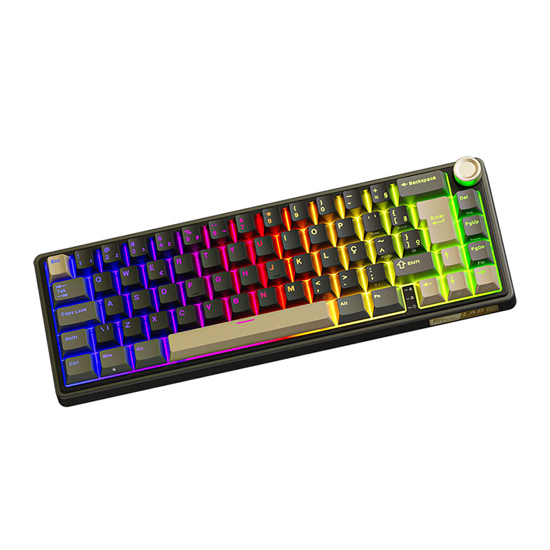 Teclado Mecanico Gamer Royal Kludge RKR65, RGB, ABNT2, Switch Brown, Preto e Dourado, RKR65-PT-BW-POR - miniatura 5
