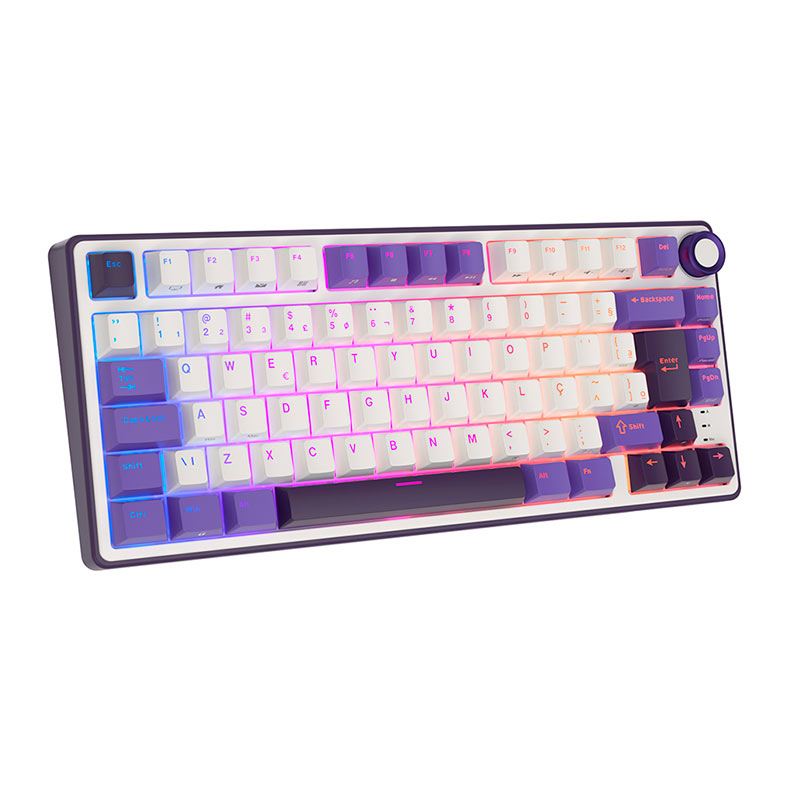 Teclado Mecanico Gamer Royal Kludge RKR75, RGB, ABNT2, Switch Brown, Branco e Roxo, RKR75-BB-BW-POR - miniatura 3