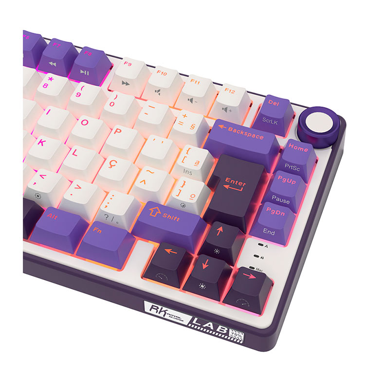 Teclado Mecanico Gamer Royal Kludge RKR75, RGB, ABNT2, Switch Brown, Branco e Roxo, RKR75-BB-BW-POR - miniatura 7