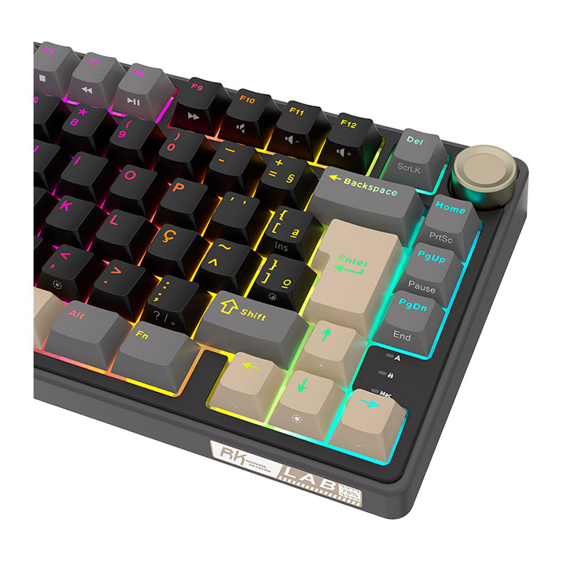 Teclado Mecanico Gamer Royal Kludge RKR75, RGB, ABNT2, Switch Brown, Preto e Cinza, RKR75-PT-BW-POR - miniatura 7