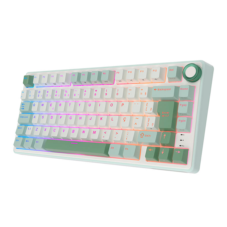 Teclado Mecanico Gamer Royal Kludge RKR75, RGB, ABNT2, Switch Brown, Branco e Ciano, RKR75-SS-BW-POR - miniatura 4