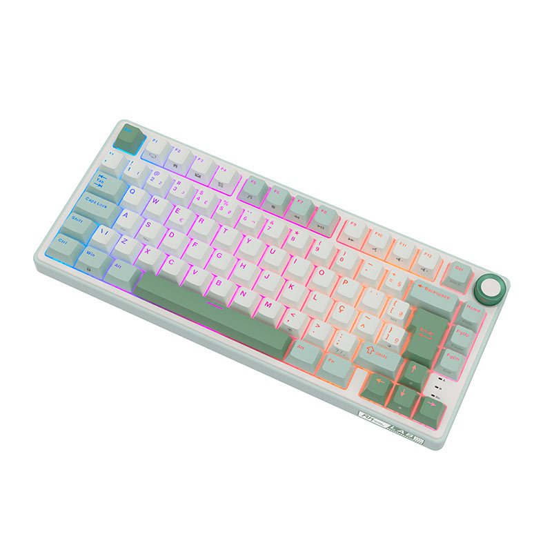 Teclado Mecanico Gamer Royal Kludge RKR75, RGB, ABNT2, Switch Brown, Branco e Ciano, RKR75-SS-BW-POR - miniatura 6