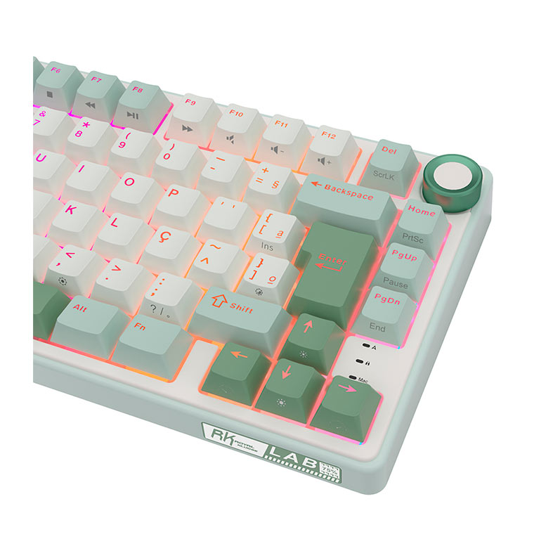 Teclado Mecanico Gamer Royal Kludge RKR75, RGB, ABNT2, Switch Brown, Branco e Ciano, RKR75-SS-BW-POR - miniatura 7