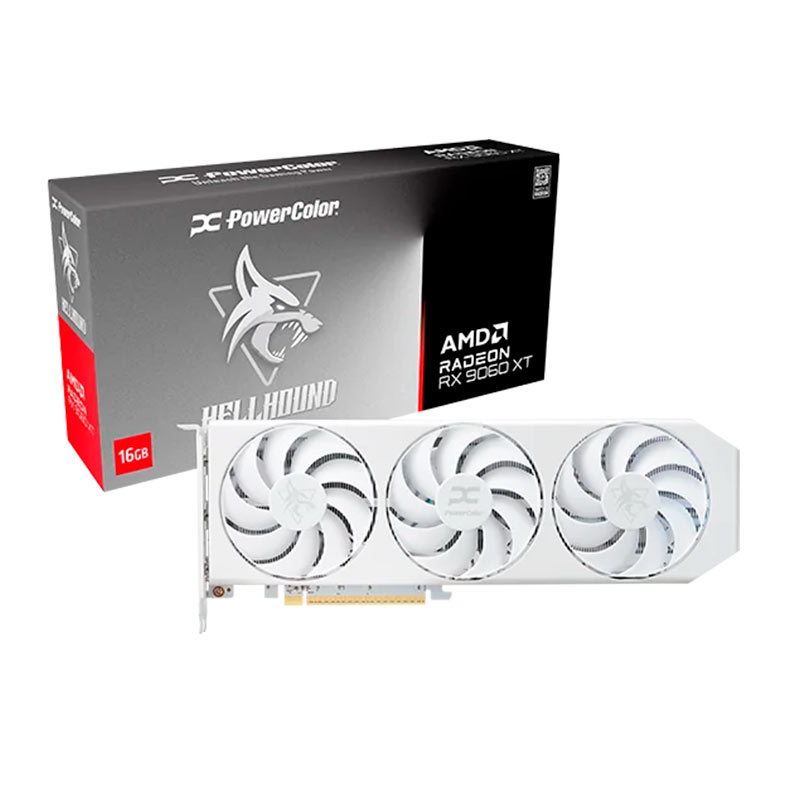Placa de Video PowerColor Radeon RX 9060 XT Hellhound Spectral White OC, 16GB, GDDR6, 128-bit, RX9060XT-16G-L-OC-WHITE - miniatura 3