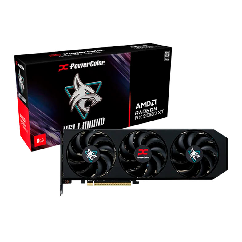 Placa de Video PowerColor Radeon RX 9060 XT Hellhound, 8GB, GDDR6, 128-bit, RX9060XT-8G-L-OC - miniatura 3