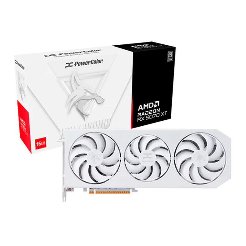 Placa de Video PowerColor Radeon RX 9070 XT Hellhound OC White, 16GB, GDDR6, 256-bit, RX9070XT-16G-L-OC-WHITE - miniatura 3