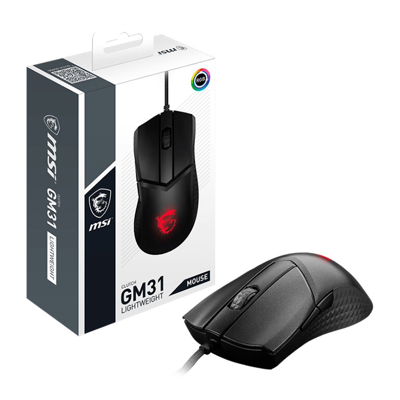 Mouse Gamer MSI Clutch GM31 Lightweight, RGB, USB, 12000DPI, 6 Botoes, Preto, CLUTCH-GM31-LIGHTWEIGHT - miniatura 6
