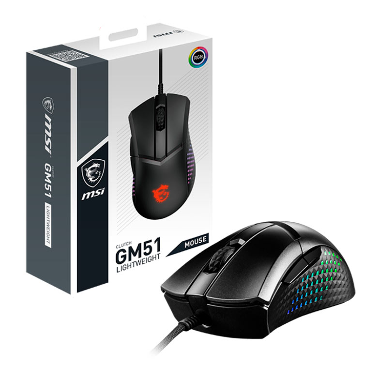 Mouse Gamer MSI Clutch GM51 Lightweight 8K, RGB, USB, 26000DPI, 6 Botoes, Preto, CLUTCH-GM51-LIGHTWEIGHT - miniatura 6