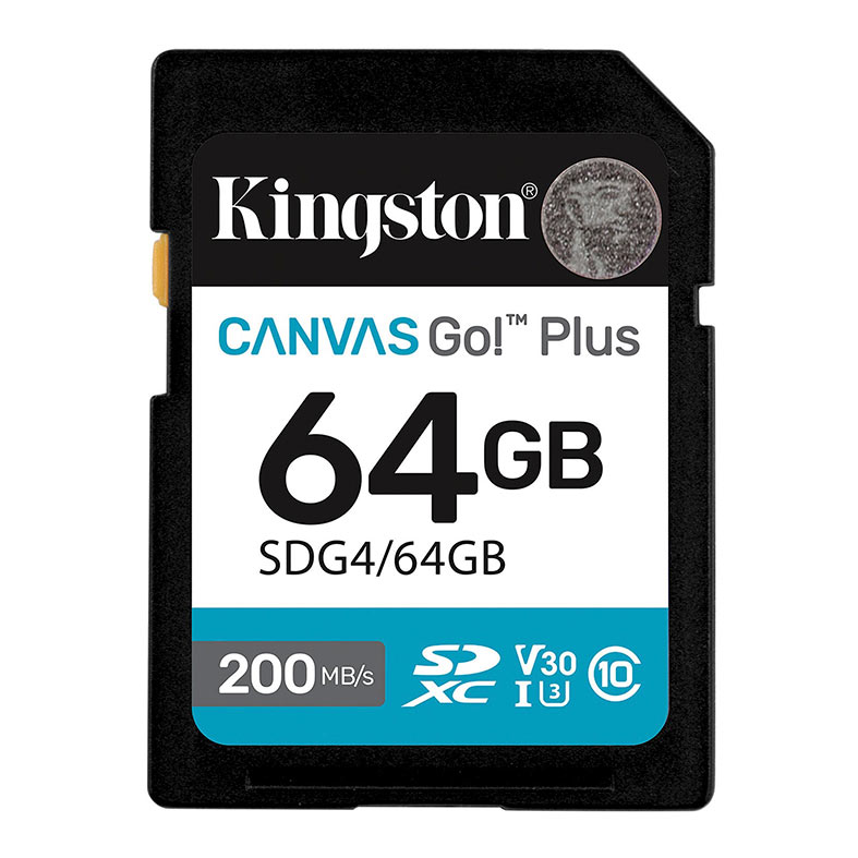 Cartao de Memoria Kingston Canvas Go Plus, 64GB, SDXC, C10, UHS-I, V30, SDG4-64GB - imagem 1