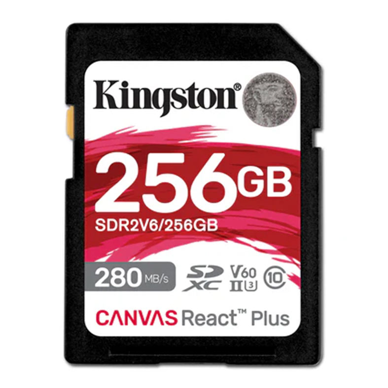 Cartao de Memoria Kingston Canvas React Plus, 256GB, SDXC UHS-II, U3, V60, SDR2V6-256GB - imagem 1