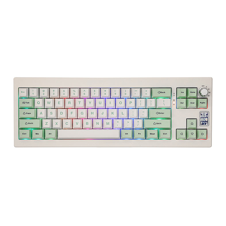 Teclado Mecanico Epomaker Shadow X, ARGB, Switch Flamingo, White Green, SHADOWX-WG-FLG - imagem 1