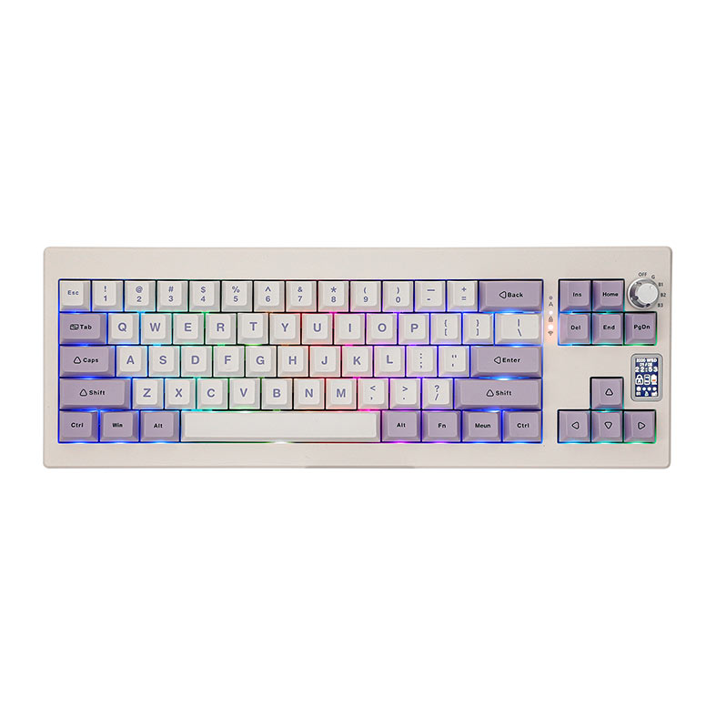Teclado Mecanico Epomaker Shadow X, ARGB, Switch Flamingo, White Purple, SHADOWX-WP-FLG - imagem 1