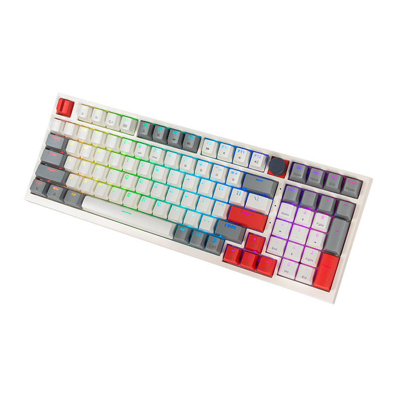 Teclado Mecanico Skyloong GK980, RGB, Switch Optico Marrom, Branco, SKL-GK980-RGB-BW-WH - miniatura 4