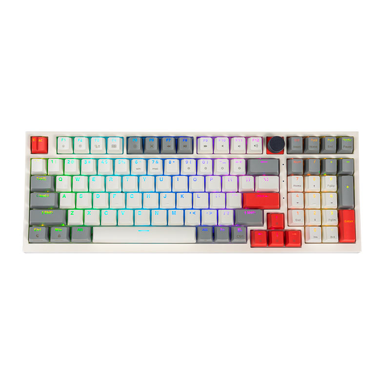 Teclado Mecanico Skyloong GK980, RGB, Switch Optico Marrom, Branco, SKL-GK980-RGB-BW-WH - imagem 1