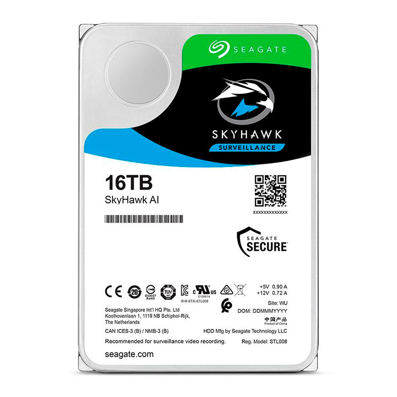 HD Seagate Skyhawk AI, 16TB, 7200RPM, 3.5, Sata III, 6GB, Cache 256MB, ST16000VE002