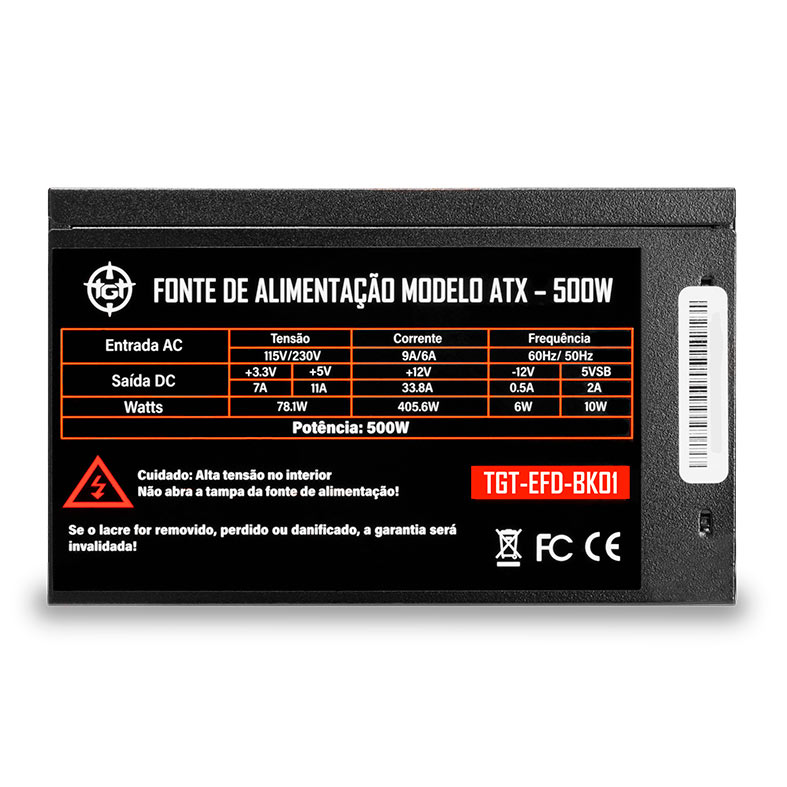 Fonte TGT Enfield, 500W, ATX Bivolt, Preto, TGT-EFD-BK01 - miniatura 6