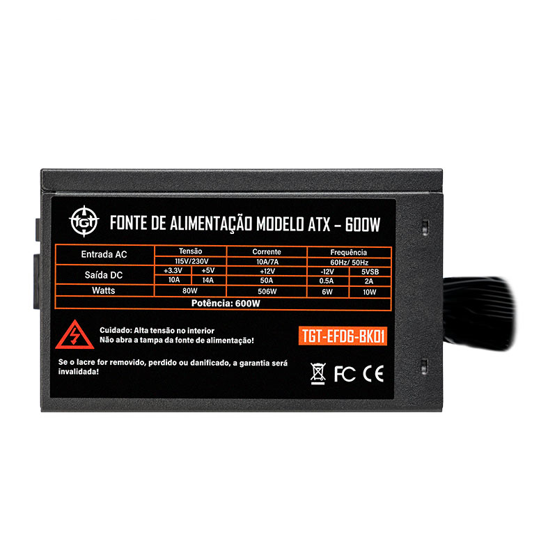 Fonte TGT Enfield, 600W, ATX Bivolt, Preto, TGT-EFD6-BK01 - miniatura 4