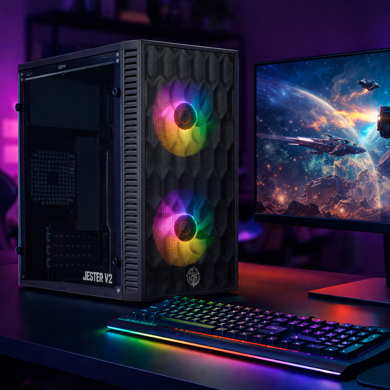 Gabinete Gamer TGT Jester V2, Rainbow, Mini-Tower, Lateral de Acrilico, Com 2 Fans, Preto, TGT-JSRV2-BKGF02 - miniatura 3